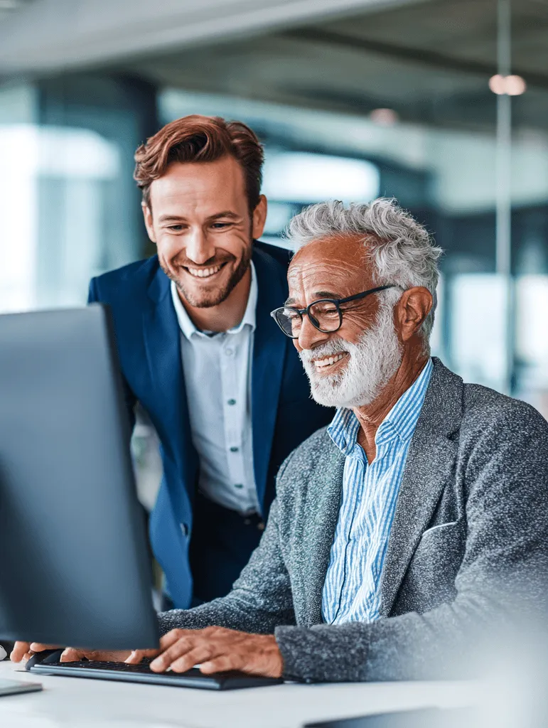 A senior and junior associate collaborate, the successful outcome of a full performance ecosystem.